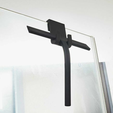 Tergicristallo per doccia in silicone con anima in acciaio inossidabile per la pulizia delle piastrelle di vetro dello specchio del bagno della doccia (nero, centro commerciale)