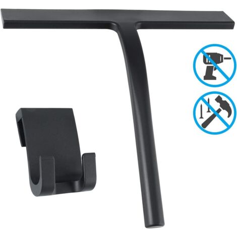 Tergivetro in silicone con anima in acciaio inox per la pulizia di docce, bagni, specchi, vetri e piastrelle (nero, mal)