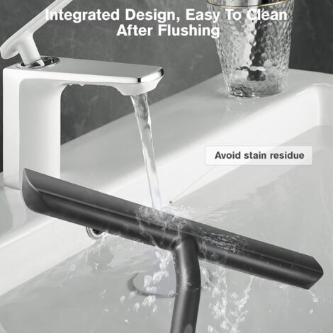 Tergivetro per doccia per una pulizia senza aloni delle porte in vetro, tergivetro per bagno con supporto - 21 cm nero, tergivetro in silicone per finestrini auto, specchi, ecc.