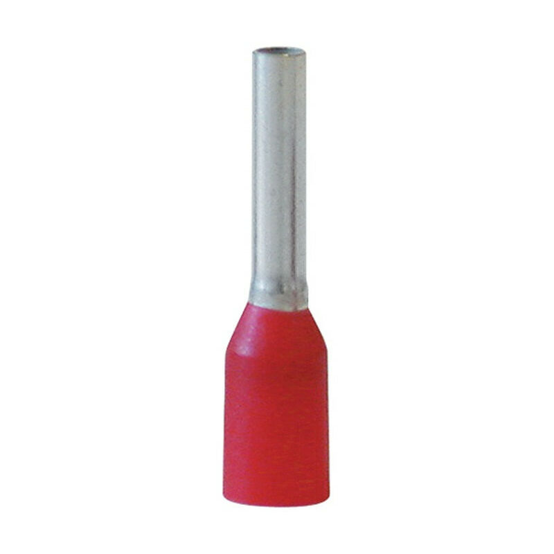 

Manguito terminal de cable L.L1 / L2 14.0 / 8.0mm rojo con collar de cobre 1.00 (AWG 17) mm² 100pcs / bolsa.