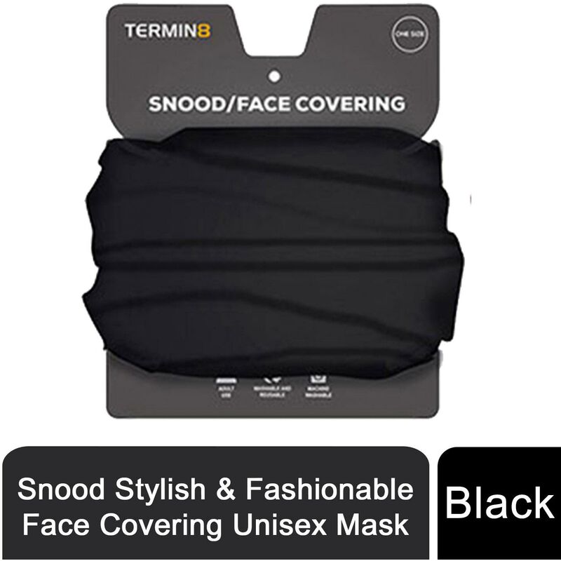 Termin8 Unisex Multifunctional Snood and Face Covering Mask, Black