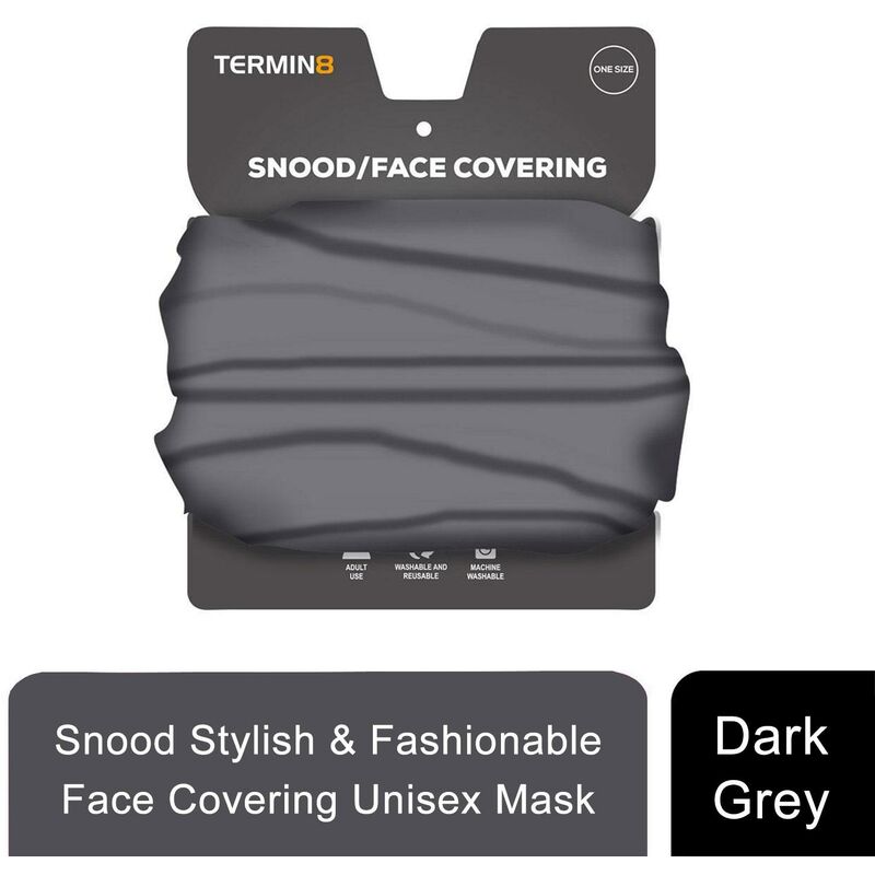 Termin8 Unisex Multifunctional Snood and Face Covering Mask, Dark Grey