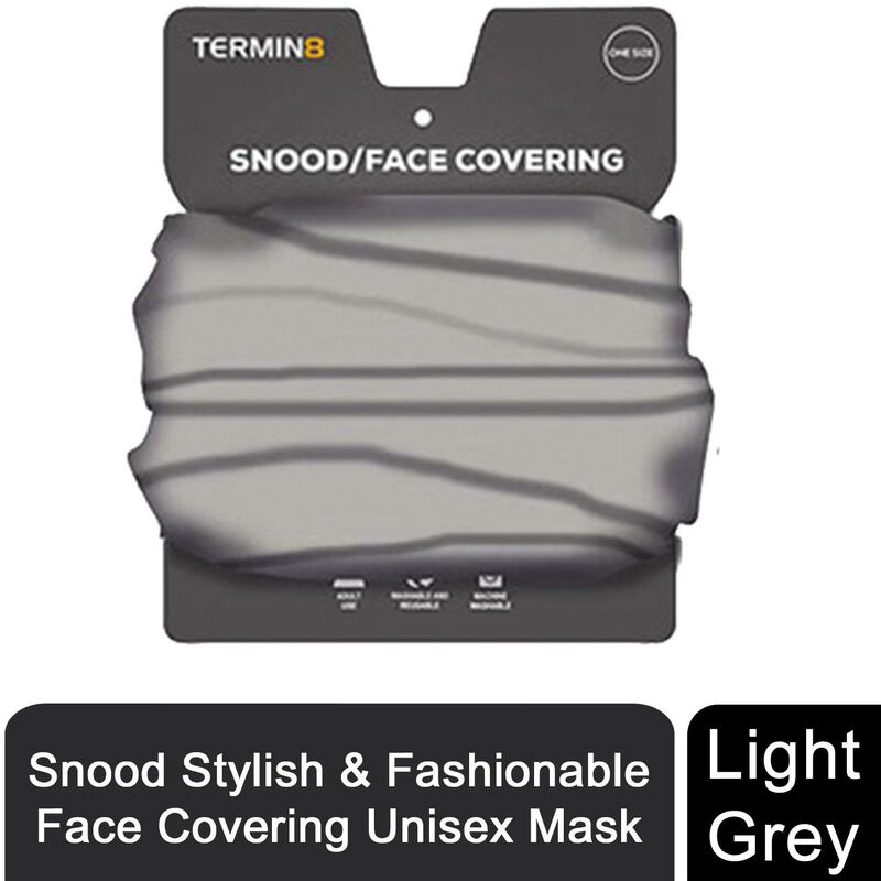 Termin8 Unisex Multifunctional Snood and Face Covering Mask, Light Grey