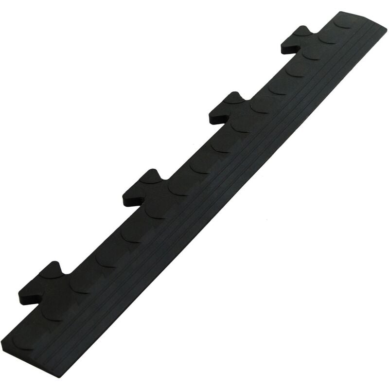 Élément de finition noir pour carrelage en PVC (mâle 480 x 70 x 8 mm) - Noir
