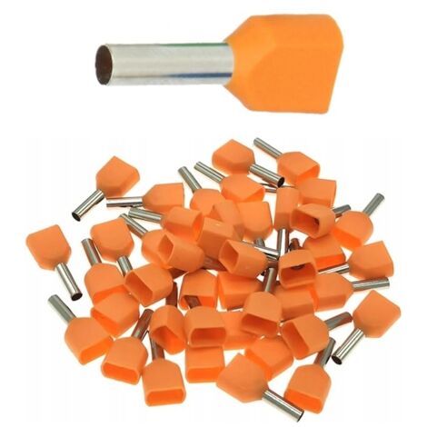 Terminal aislado doble funda 2x0.50/8 naranja (100 uds.)