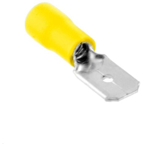 Terminal aislado enchufable macho plano 6,35/4-6mm Amarillo 50 uds
