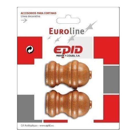 Terminal Barra Cortina 19Mm Madera Avell. Epid 2 Pz