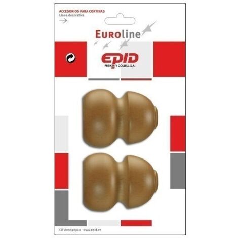 Terminal Barra Cortina 29Mm Madera Nat Epid 2 Pz