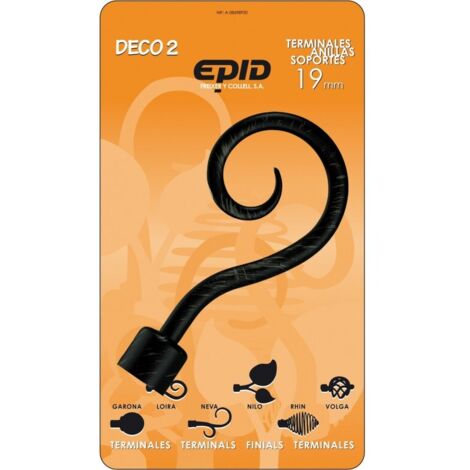 Terminal barra cortina Loira EPID 19 mm izquierdo metal negro