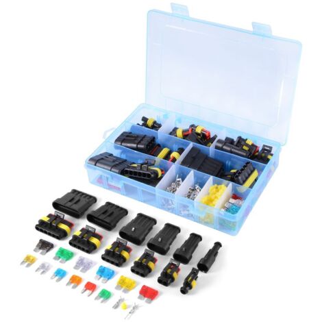 Terminal de conector eléctrico automotriz impermeable de 1/2/3/4/5/6 pines + fusibles - 240 unidades