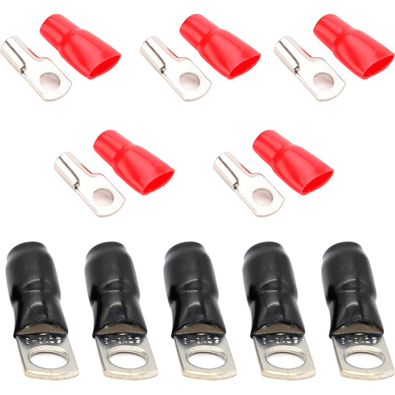 

Terminal de crimpado, conector de cable, cuadrado de 16 mm, 5 rojo 5 negro