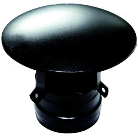 Terminal de sombrero chino hembra para conducto de humos, tubo de 100 mm en acero inoxidable pintado de negro pellet