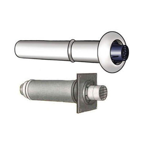Terminal horizontal CONCENTRIQUE - Couleur : Blanc - L 850 mm + rosaces int/ext. - Blanc