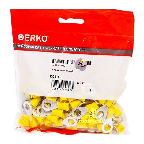 Terminal ojal aislado KOE 6mm M8 100uds ERKO