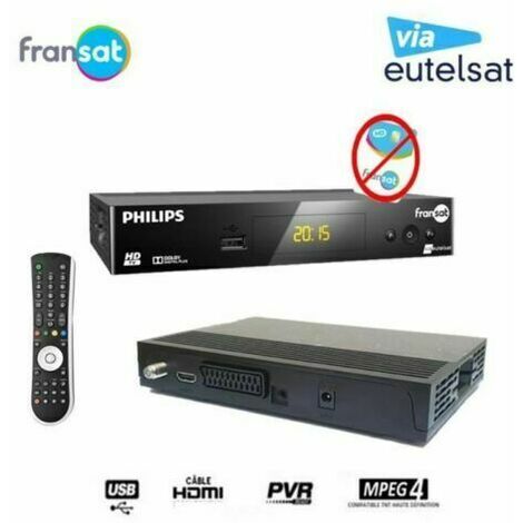 Terminal RECEPTEUR SATELLITE EUTELSAT PHILIPS DSR3031F FRANSAT+HDMI (VENDU SANS CARTE) + CABLE 12V