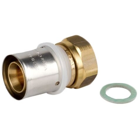 Terminale diritto girello femmina con fondo piatto 16x2,25 x 1/2" - Pexal Brass - raccordo a pressare VS0176109