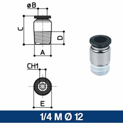 TERMINALE DRITTO FILETTATO MASCHIO RACCORDO RAPIDO ARIA 28061V 1/4 M Ø 12 (28063)