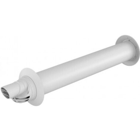 Terminale orizzontale Rolux Condensation Ø 60/100mm lunghezza 800mm eccentrico bianco