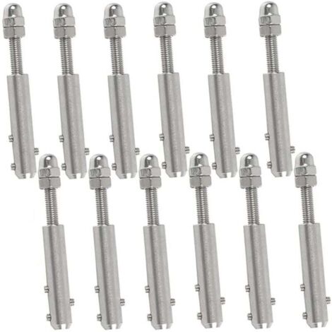 Terminali a vite per cavi metallici da 4 mm - 12 pezzi - Tenditori per cavi metallici Tenditori per cavi metallici in acciaio inossidabile per il tensionamento dei cavi