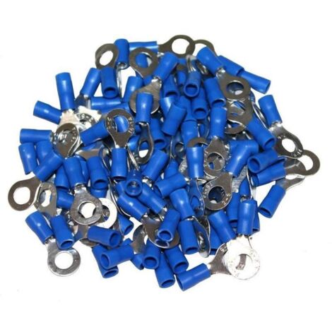 Terminali ad anello da 6 mm – Confezione da 100 terminali – Sezione del filo da 1,5 a 2,5 mm² – Doppia crimpatura per una connessione sicura