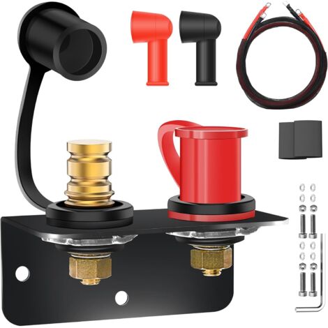 Terminali batteria remoti da 250 A, perno da 3/8", perno batteria con staffa di montaggio per impieghi gravosi e cavo 4 AWG, kit per morsetto di ricarica batteria, kit di riposizionamento batteria