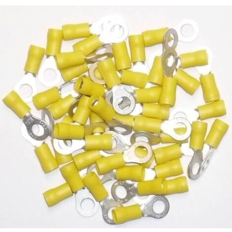 Terminali elettrici ad occhiello da 6 mm – Confezione da 50 terminali – Doppia crimpatura per connessioni affidabili – Sezione del cavo da 2,5 a 6 mm²