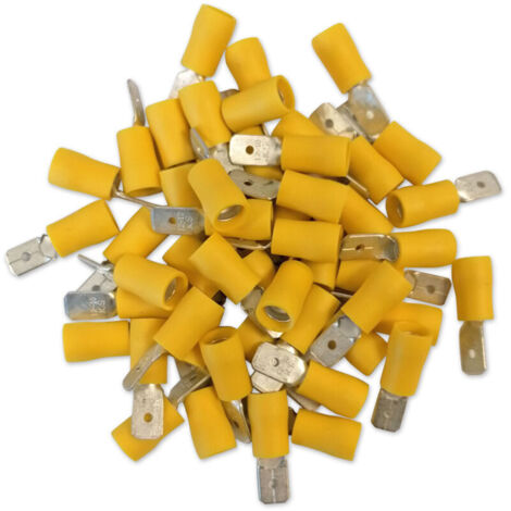 Terminali elettrici maschio gialli da 6,3 mm, confezione da 50 pezzi