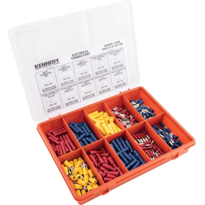 Terminals/Spades/Bulletsr Red/Blue/Ylw Kit 300-Pce - Kennedy