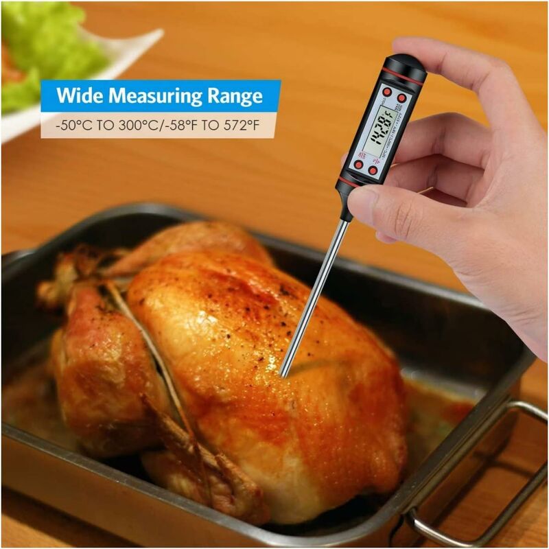 

Abcrital - Termómetro de cocina Termómetro de cocina Termómetro de carne Sonda de lectura instantánea ultralarga con botón ° C / ° F: parrilla,
