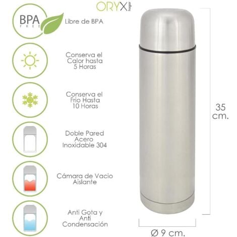 termo liquidos, capacidad 1 litro, libre bpa, acero inoxidable, antigoteo