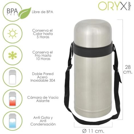 termo solidos y liquidos, 1 litro de capacidad, libre bpa, acero inoxidable, antigoteo