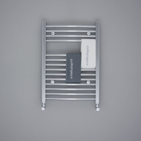 Termoarredo per Bagno Curvo Cromato Warm 80x60 Cm Interasse 55 cm