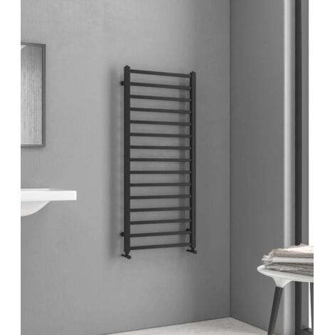 Termoarredo scaldasalviette bagno 170x50 cm Interasse 47 cm in Acciaio finitura cromo ''Karnak 1700 Nero''