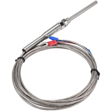 Termocoppia, sonda termocoppia, filo M8, termocoppia tipo K altamente sensibile, sonda da 50 mm, sensore di temperatura, 0-400 ℃ per misurazione della temperatura (3 m)