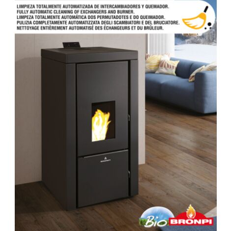 termoestufa multifuel pellet-hueso aceituna bronpi modelo carlota 23 kw marfil