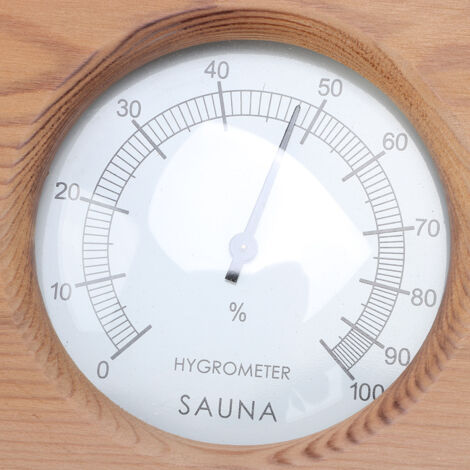 Termohigrómetro para sauna de madera de cedro – Dispositivo de medición 2 en 1 para temperatura (10 °C–120 °C) y humedad (0 %–100 %) – Dimensiones: 24 x 13 cm – Accesorio termómetro-higrómetro para sa