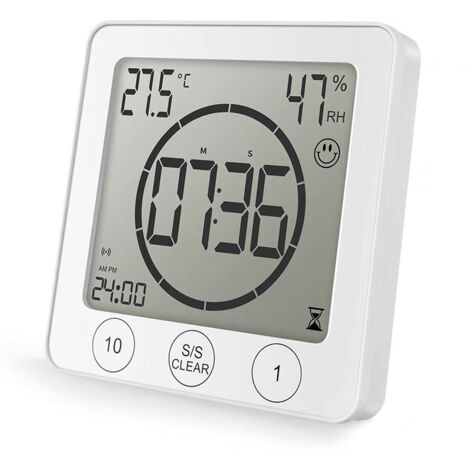 Termoigrometro elettronico multifunzione con ampio display digitale per uso interno, dotato di orologio e supporto magnetico della marca deng  ALOVEZ