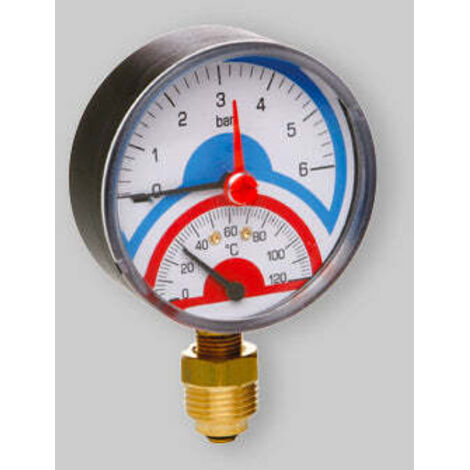 Termomanometro pressione temperatura manometro icma d78mm 1/2"  radiale 0-6 bar