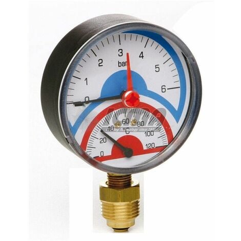 Termomanometro pressione temperatura manometro icma d78mm 1/2" radiale 0-6 bar