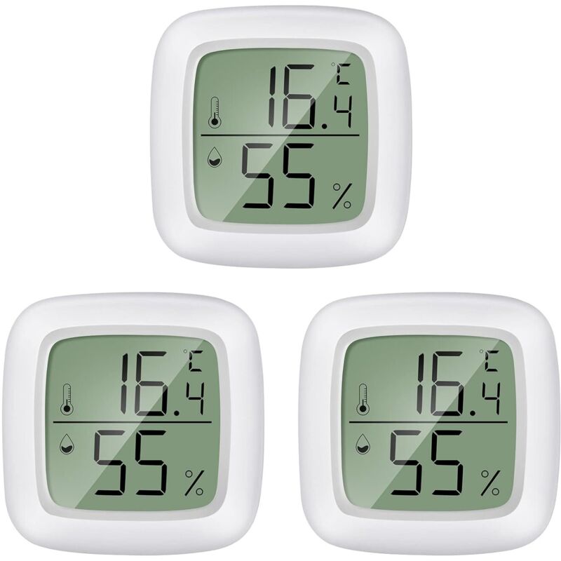 Termometre Maison 3 pièces Mini LCD Thermomètre Hygromètre Interieur de Portable -20 ℃ 60 ℃, 10% 99% RH Convient pour Les Chambres D'enfants,Les