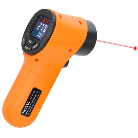 Termometri a infrarossi, termometro a infrarossi laser senza contatto BR-Life per uso industriale da -50°C a 550°C, display LCD retroilluminato, allarme ed emissività regolabili (non per uso umano)
