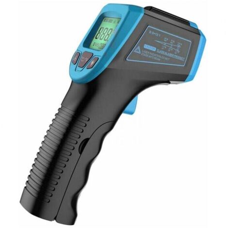 Termometro a infrarossi blu, misuratore di temperatura laser digitale senza contatto da -50°C a 600°C (da -58°F a 1112°F) con display LCD