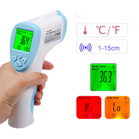 Termometro a infrarossi, Senza contatto, spedito senza batterie, Consegna casuale blu / viola