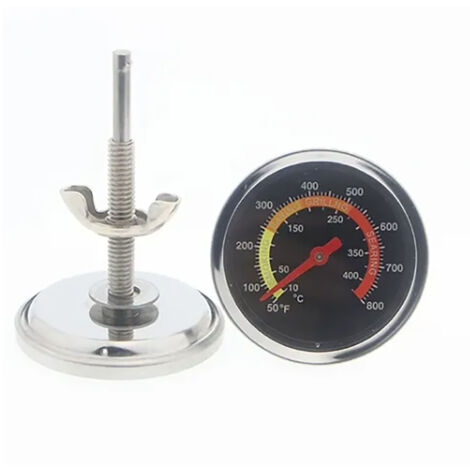 Termometro a sfera, indicatore di temperatura del forno di grandi dimensioni (60 mm), leggero, resistente alla corrosione con supporto per barbecue.