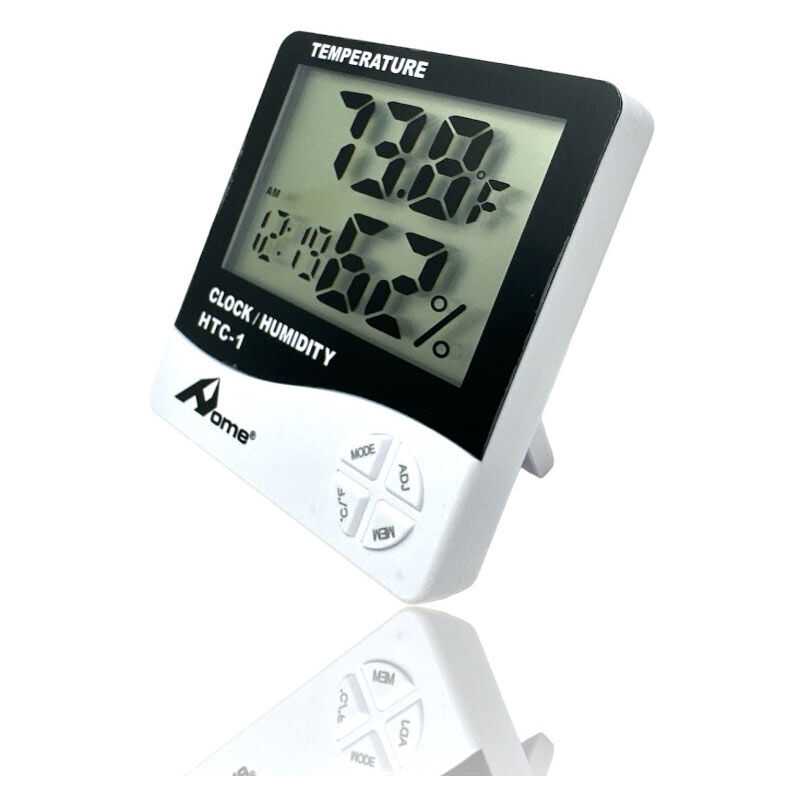 Image of Vetrineinrete - Termometro ambientale igrometro misuratore di umidità temperatura °c/°f orologio sveglia