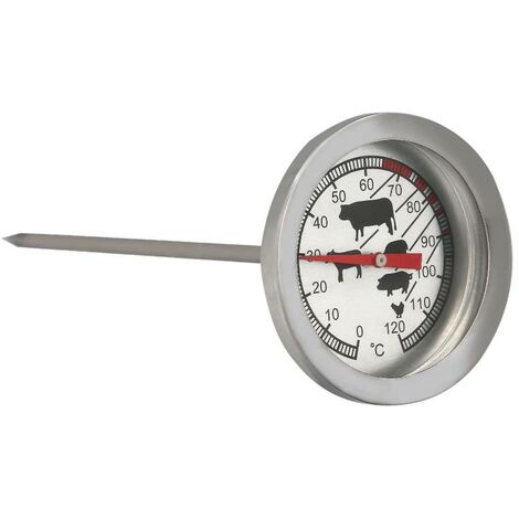 Termometro analogico para cocina, con sonda. ideal hornos, carnes, asados, etc. con indicador de temperatura optimo segun carnes