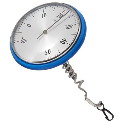 Termómetro analógico para piscina, 40.2005, apto para piscinas y estanques, acero inoxidable, temperatura del agua de fácil lectura, azul, (L) 110 x (An) 110 x (Al) 138 mm