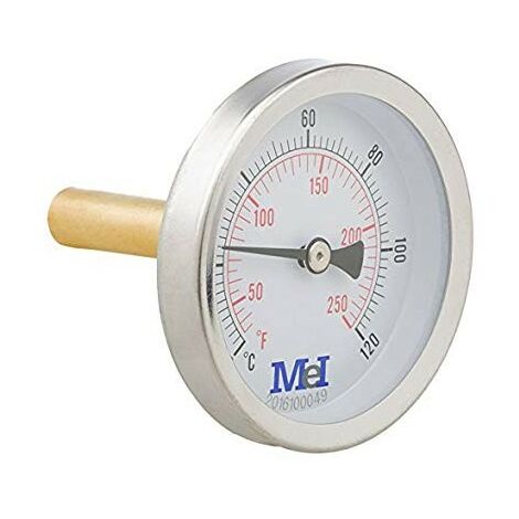 Termómetro bimetálico horizontal - HECAPO Medidas: Ø1/2" x 100 mm