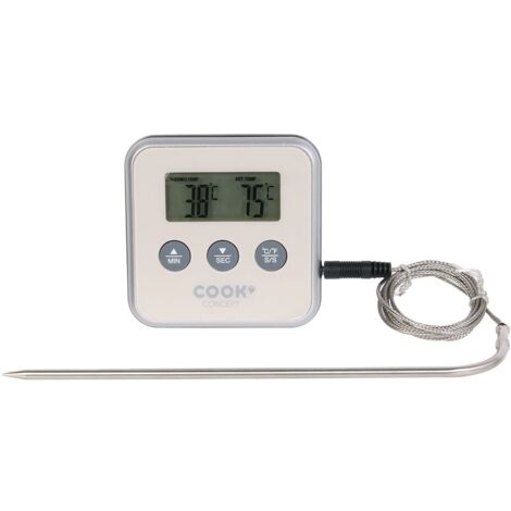 Termometro con Sonda/Timer, Rosso/Nero/Bianco/Verde