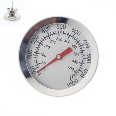 Termometro da cucina analogico - Resistente alla temperatura - Per barbecue, grill, pentole, forni olandesi, affumicatore - Da 10°C a 500°C Diametro 5,2 cm Argento, KoleZy